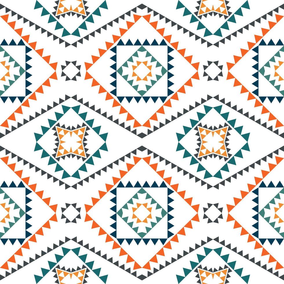 Geometric ethnic pattern with square triangle diagonal abstract ornament design for clothing fabric textile printing, handcraft, embroidery, carpet, curtain, batik, wallpaper wrapping, vector seamless