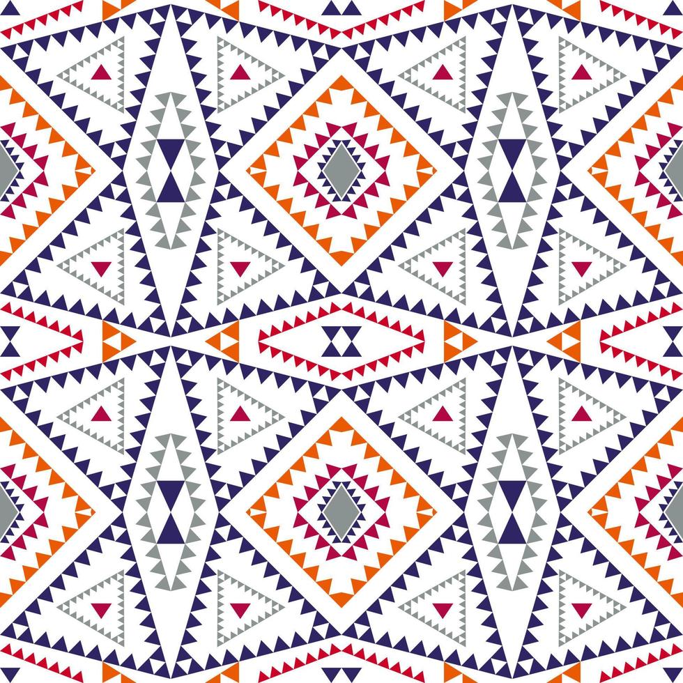 Geometric ethnic pattern with square triangle diagonal abstract ornament design for clothing fabric textile printing, handcraft, embroidery, carpet, curtain, batik, wallpaper wrapping, vector seamless