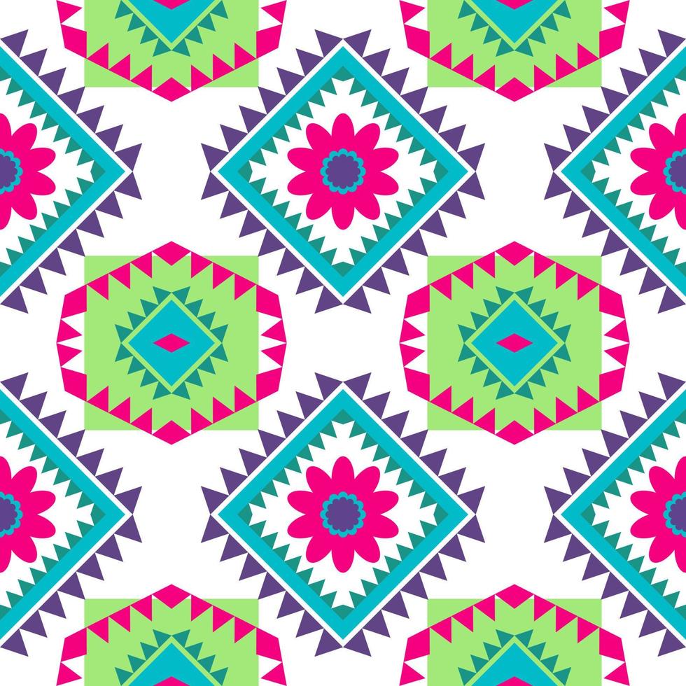 Geometric ethnic pattern with square triangle diagonal abstract ornament design for clothing fabric textile printing, handcraft, embroidery, carpet, curtain, batik, wallpaper wrapping, vector seamless