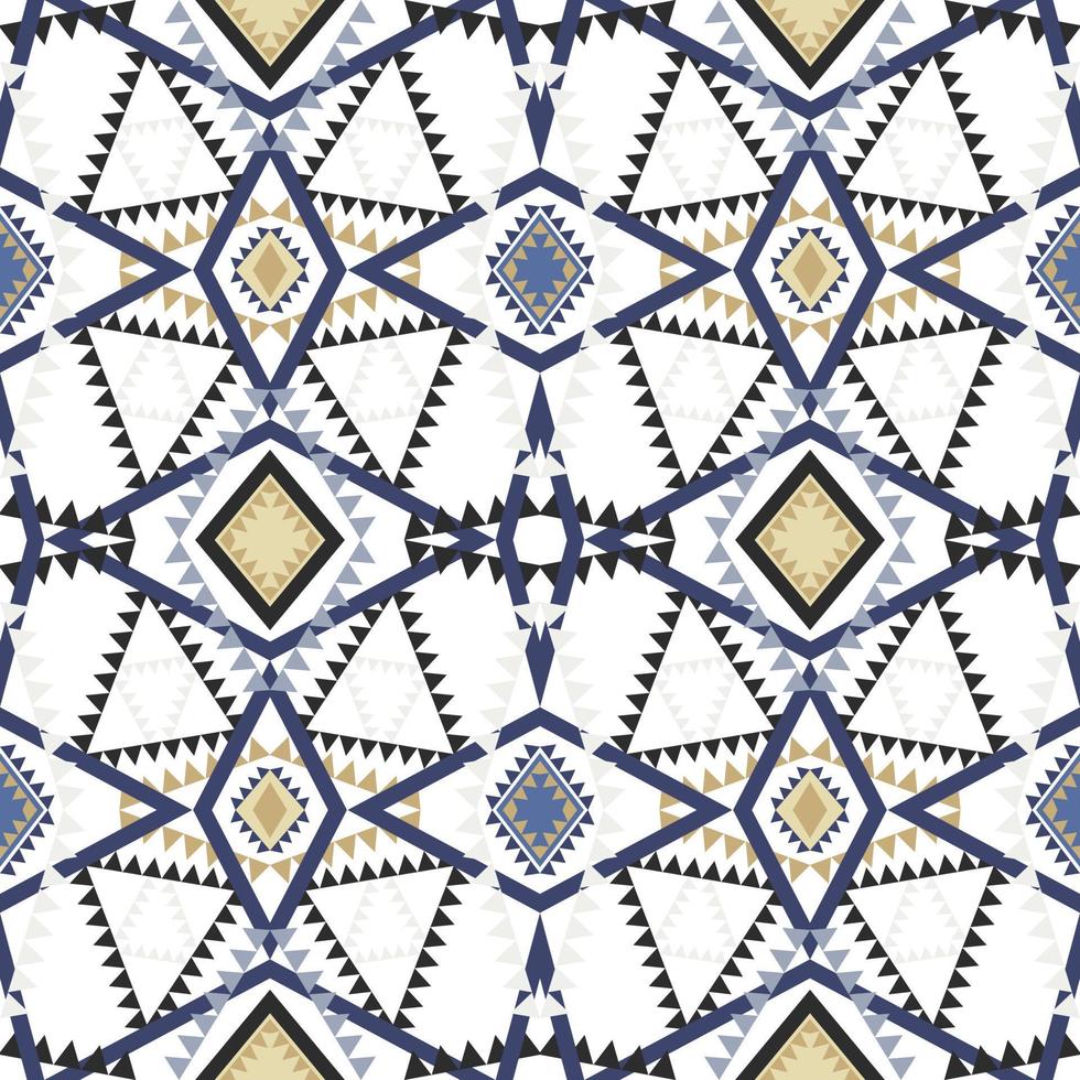 Geometric ethnic pattern with square triangle diagonal abstract ornament design for clothing fabric textile printing, handcraft, embroidery, carpet, curtain, batik, wallpaper wrapping, vector seamless