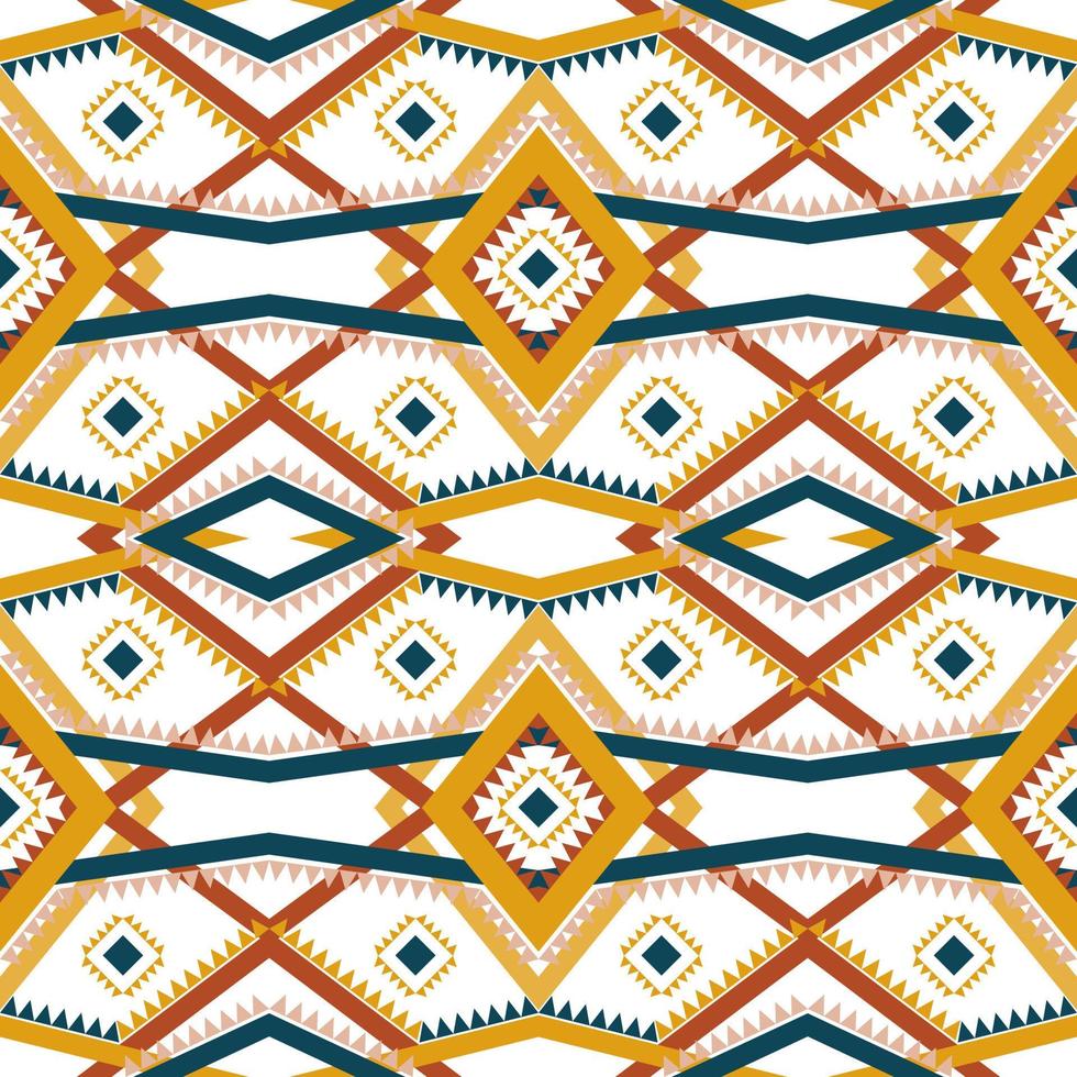 Geometric ethnic pattern with square triangle diagonal abstract ornament design for clothing fabric textile printing, handcraft, embroidery, carpet, curtain, batik, wallpaper wrapping, vector seamless