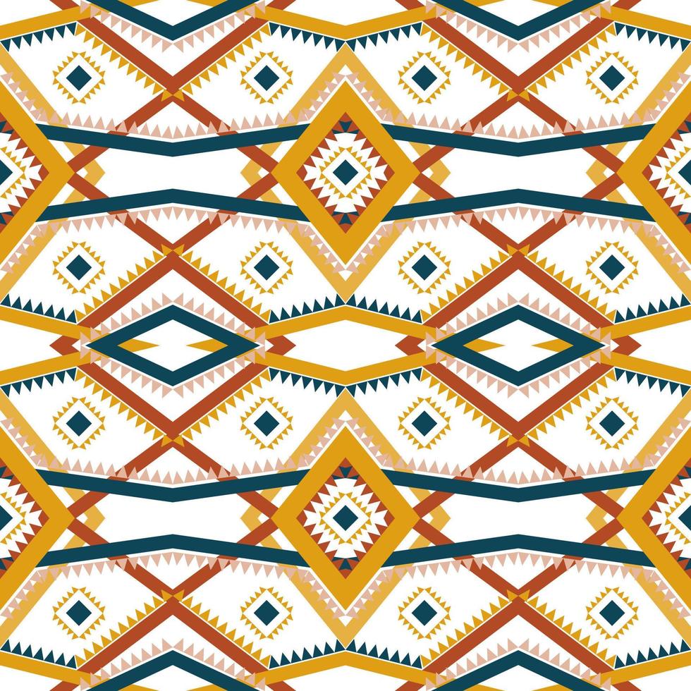 Geometric ethnic pattern with square triangle diagonal abstract ornament design for clothing fabric textile printing, handcraft, embroidery, carpet, curtain, batik, wallpaper wrapping, vector seamless