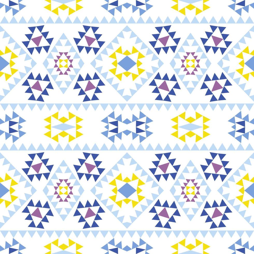 Geometric ethnic pattern with square triangle diagonal abstract ornament design for clothing fabric textile printing, handcraft, embroidery, carpet, curtain, batik, wallpaper wrapping, vector seamless