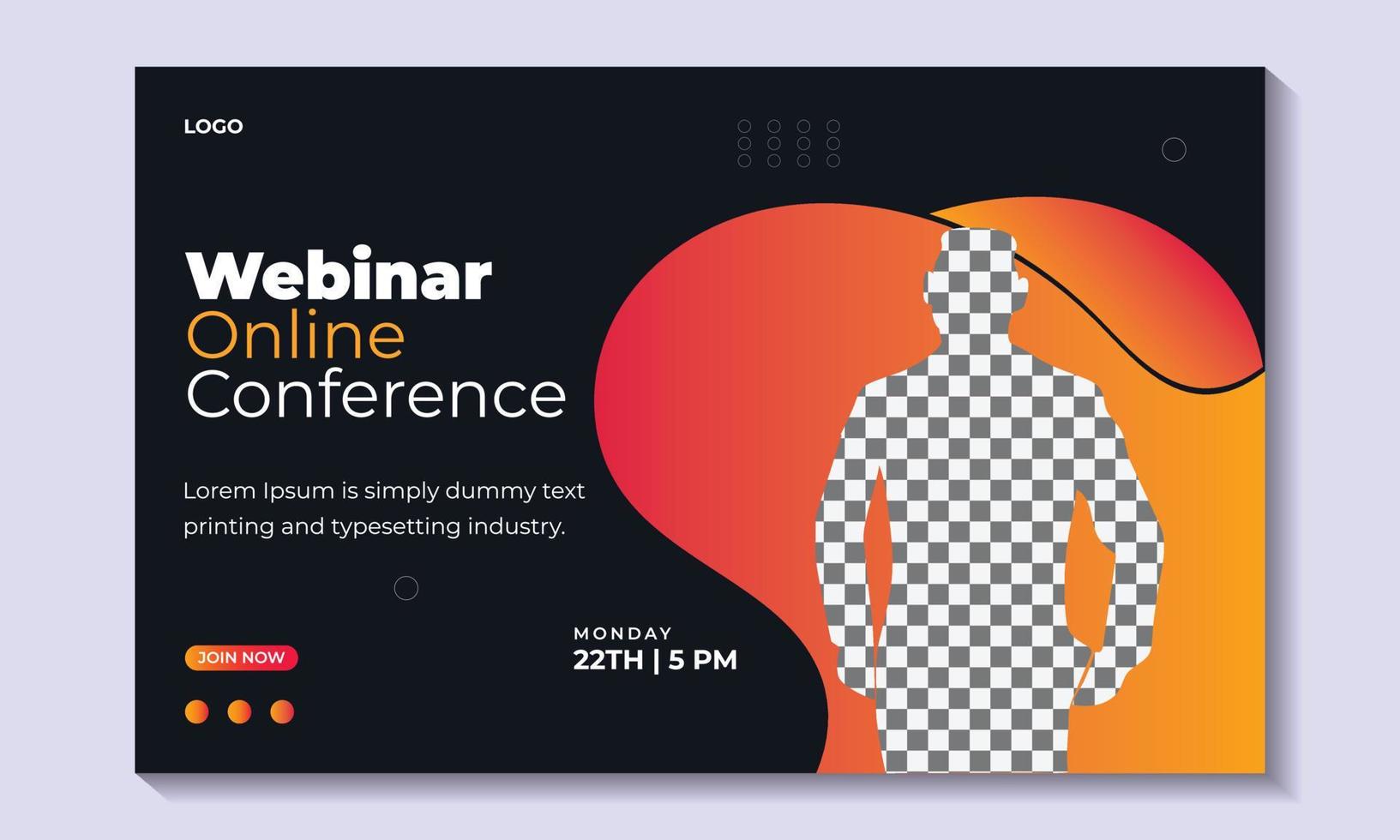 Online corporate business webinar conference horizontal web banner design or Conference live webinar banner invitation design. vector