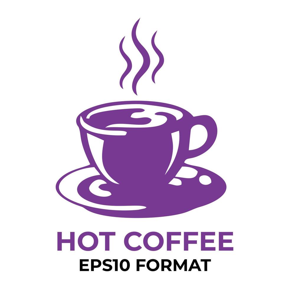 un símbolo de taza de café con humo ondulante. icono de la taza de café en formato eps10 con color púrpura. icono editable. ilustración vectorial de una taza de silueta de café vector