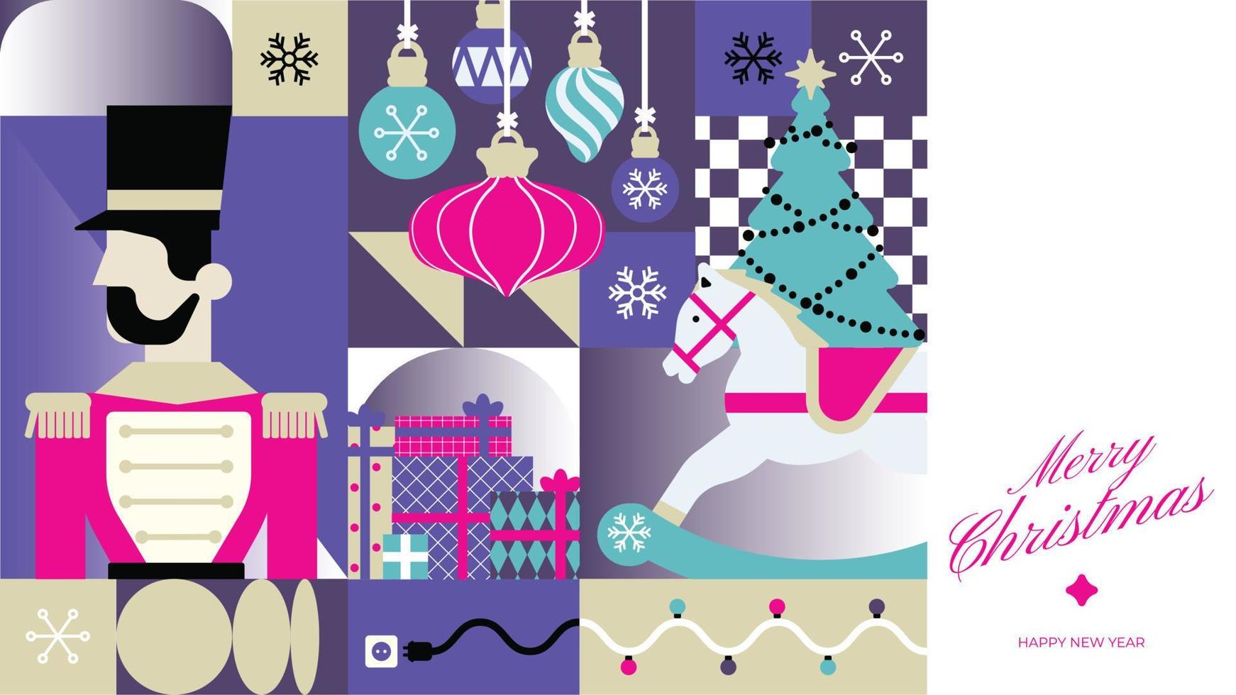 ilustración de navidad de moda tarjeta de felicitación de patrones sin fisuras banner de navidad vector