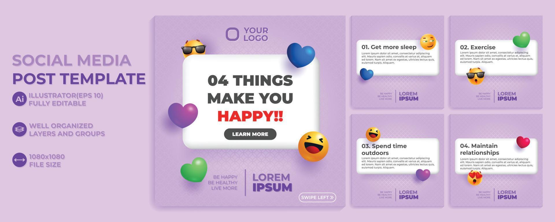 Social media tutorial, tips, trick, did you know post banner template with cool abstract background, 3D elements, emojis, Digital business marketing social media post template vector