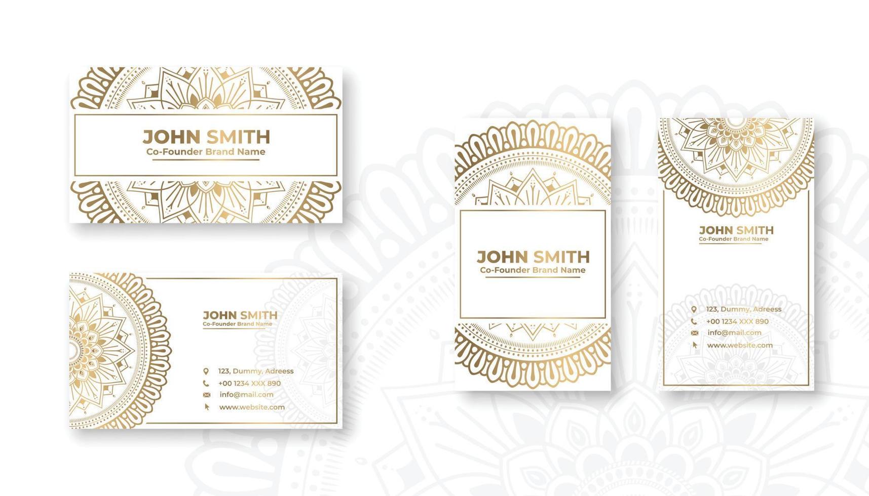Double-sided golden mandala luxury business card vector