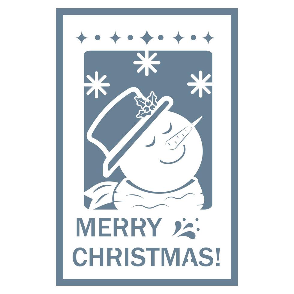 Festive 3D postcard in the style of papercut, with a Christmas snowman, vector illustration
