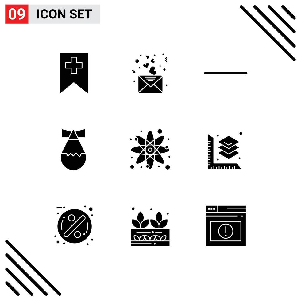 Pack of 9 creative Solid Glyphs of scale study subtract science chemical Editable Vector Design Elements