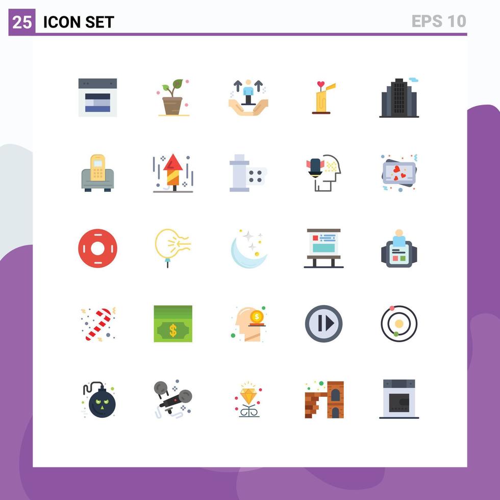 Stock Vector Icon Pack of 25 Line Signs and Symbols for heart love nature candle support Editable Vector Design Elements