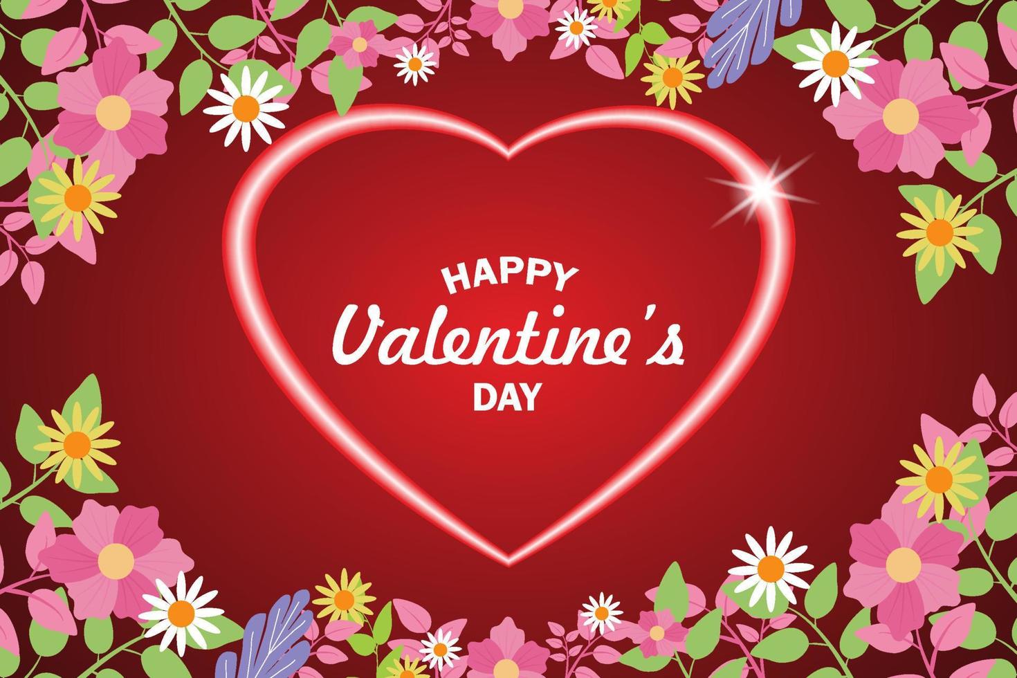 Valentine's Day greeting card floral arrangement frame vector