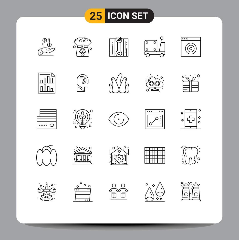 Set of 25 Vector Lines on Grid for find pump hat logistic repair Editable Vector Design Elements