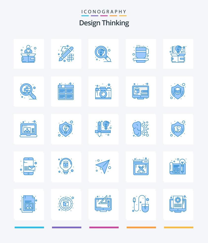 diseño creativo pensando en 25 paquetes de iconos azules como el diseño. computadora. encontrar. taza de te taza de café vector