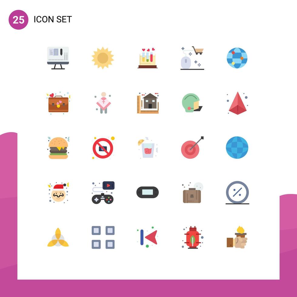 Universal Icon Symbols Group of 25 Modern Flat Colors of globe online lab mouse basket Editable Vector Design Elements