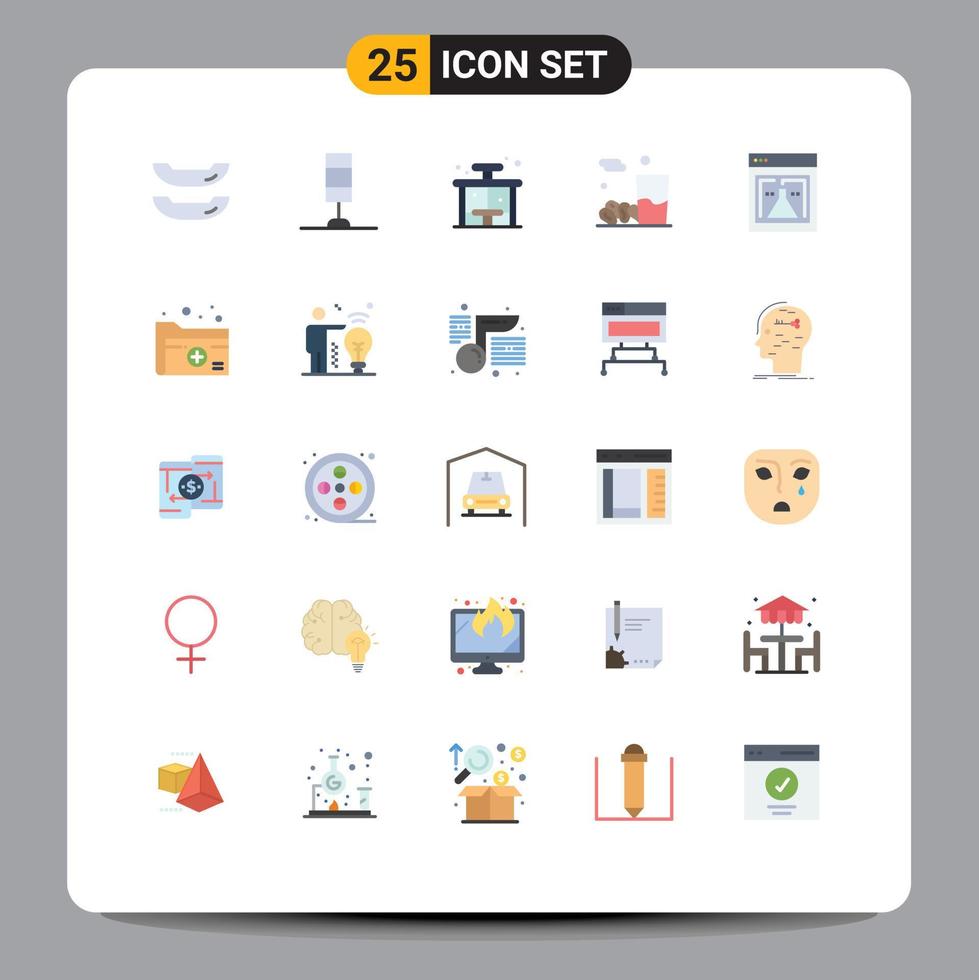 25 Universal Flat Color Signs Symbols of document research stop lab kareem Editable Vector Design Elements