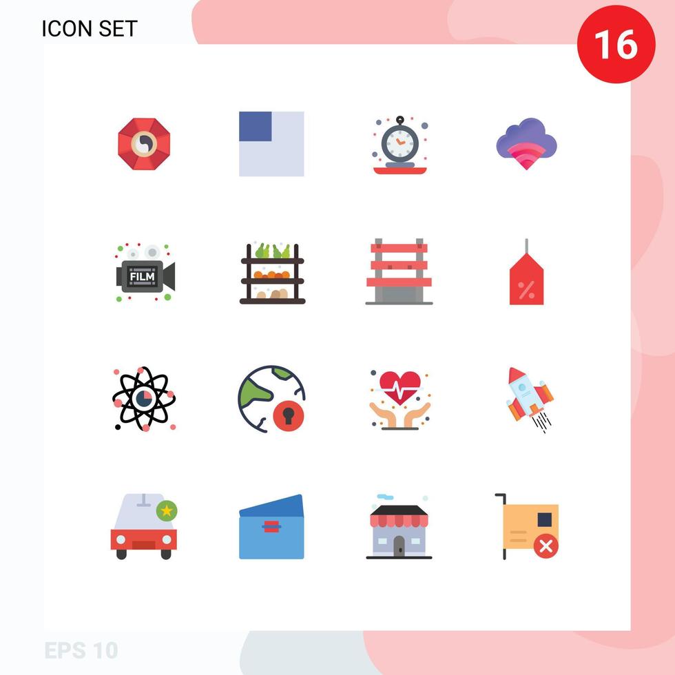 Stock Vector Icon Pack of 16 Line Signs and Symbols for video camera old signal connection Editable Pack of Creative Vector Design Elements