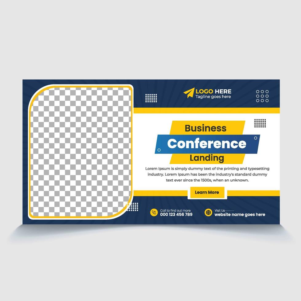 Business conference web page banner and video thumbnail design template vector editable file, easy-to-clip image, text for ready to upload