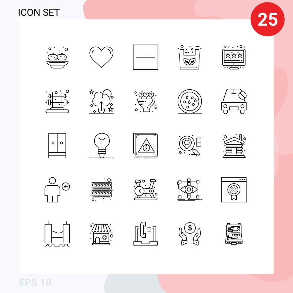 Stock Vector Icon Pack of 25 Line Signs and Symbols for rating ecommerce report eco minus Editable Vector Design Elements