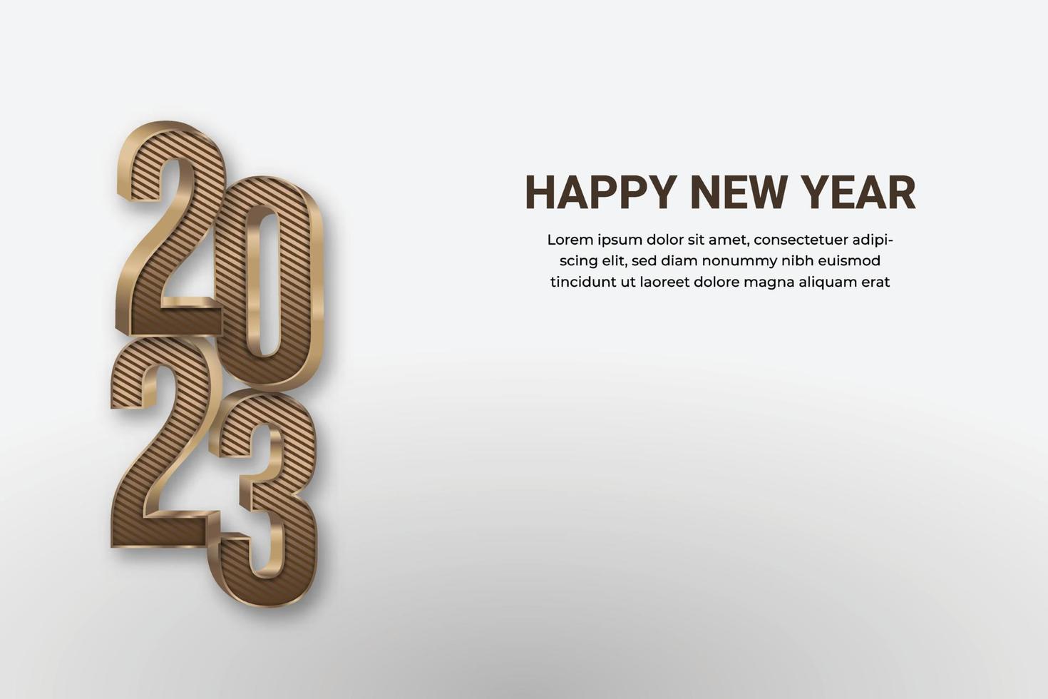 feliz año nuevo 2023 fondo de lujo de oro 3d. vector