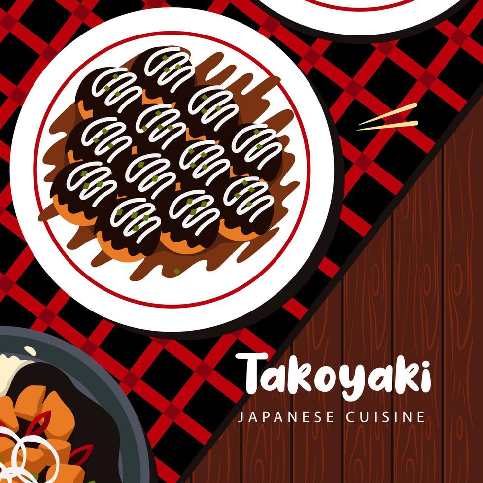 takoyaki flat style illustration design vector