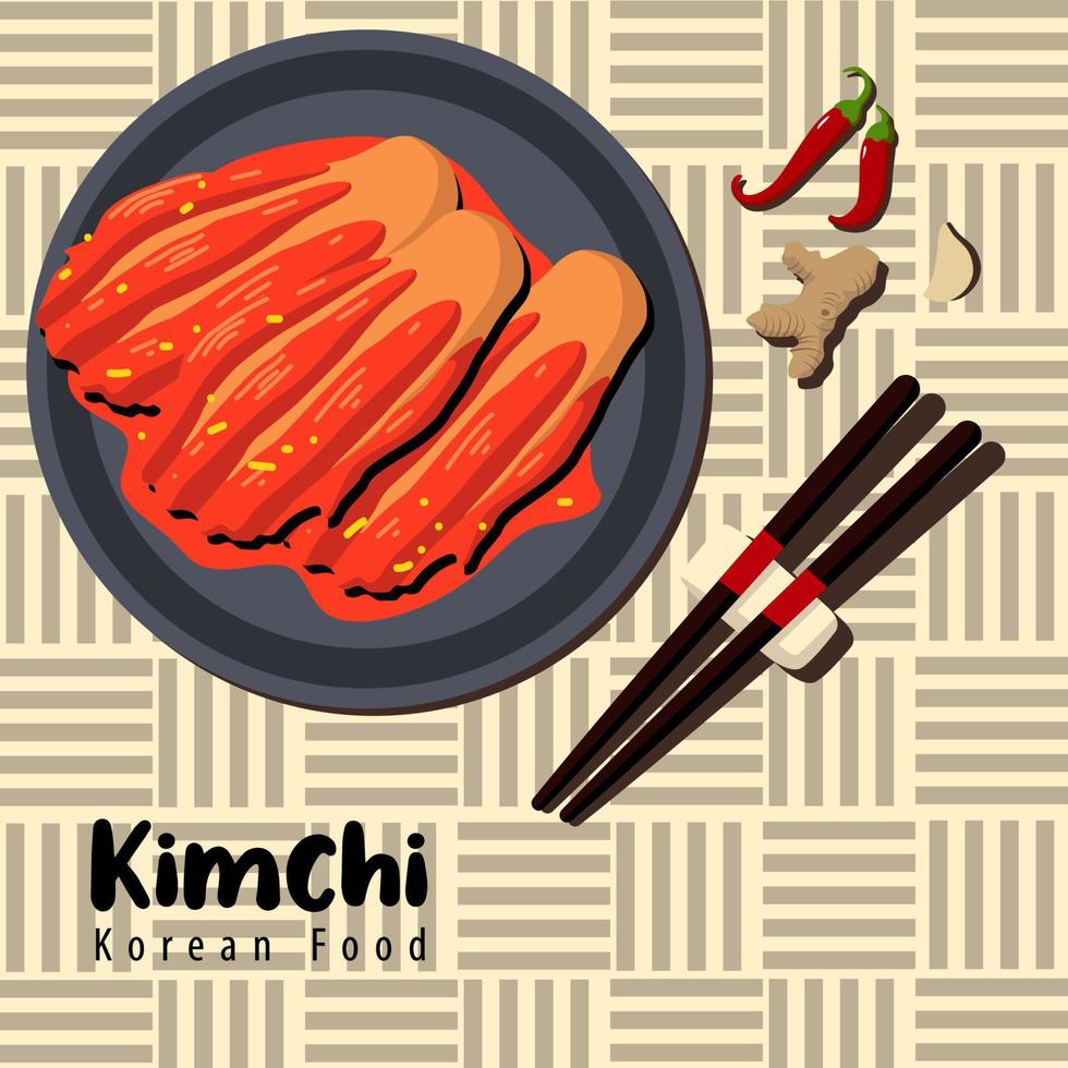 diseño de vector de ilustración de estilo plano de kimchi