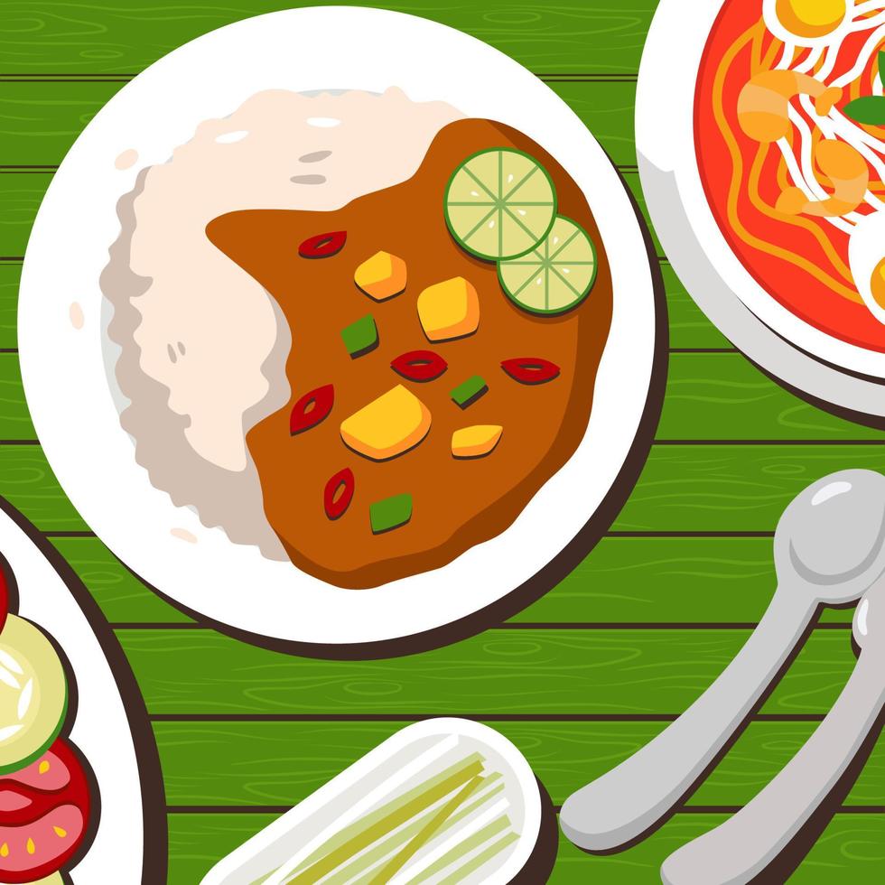 massaman curry flat style illustration vector design