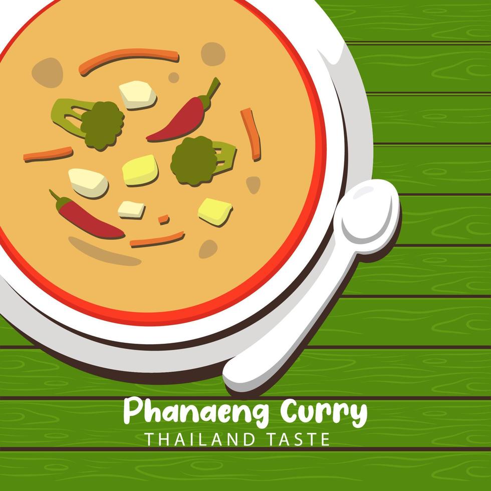 diseño de vector de ilustración de estilo plano de curry phanaeng