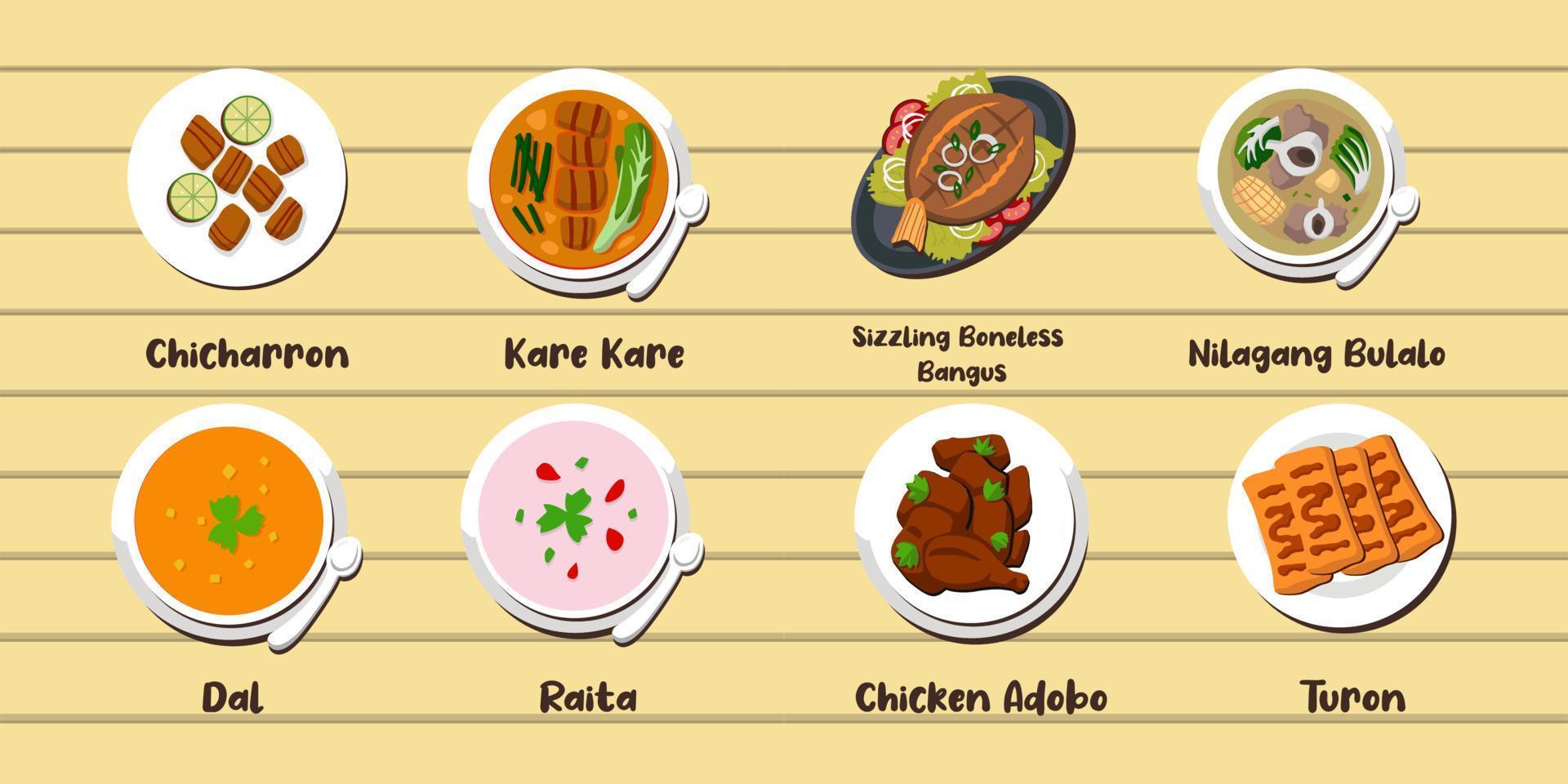 philippines food set bundle vector design