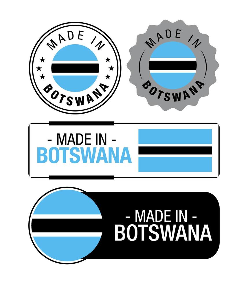conjunto de etiquetas hechas en botswana, logotipo, bandera de botswana, emblema del producto de botswana vector