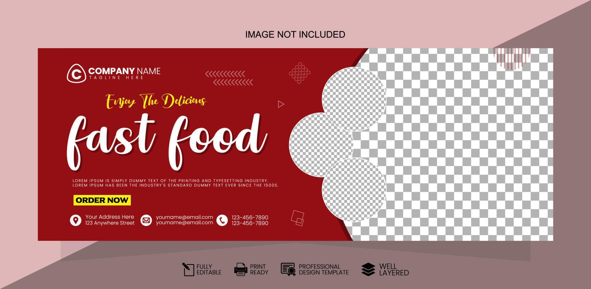 Fast Food Social Media Banner Vector Design Template