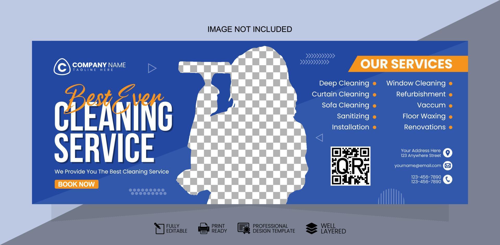 Cleaning Service Social Media Banner Vector Design Template