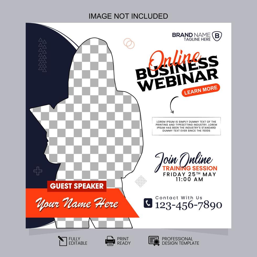 Social Media Online Business Webinar Post Template Design vector