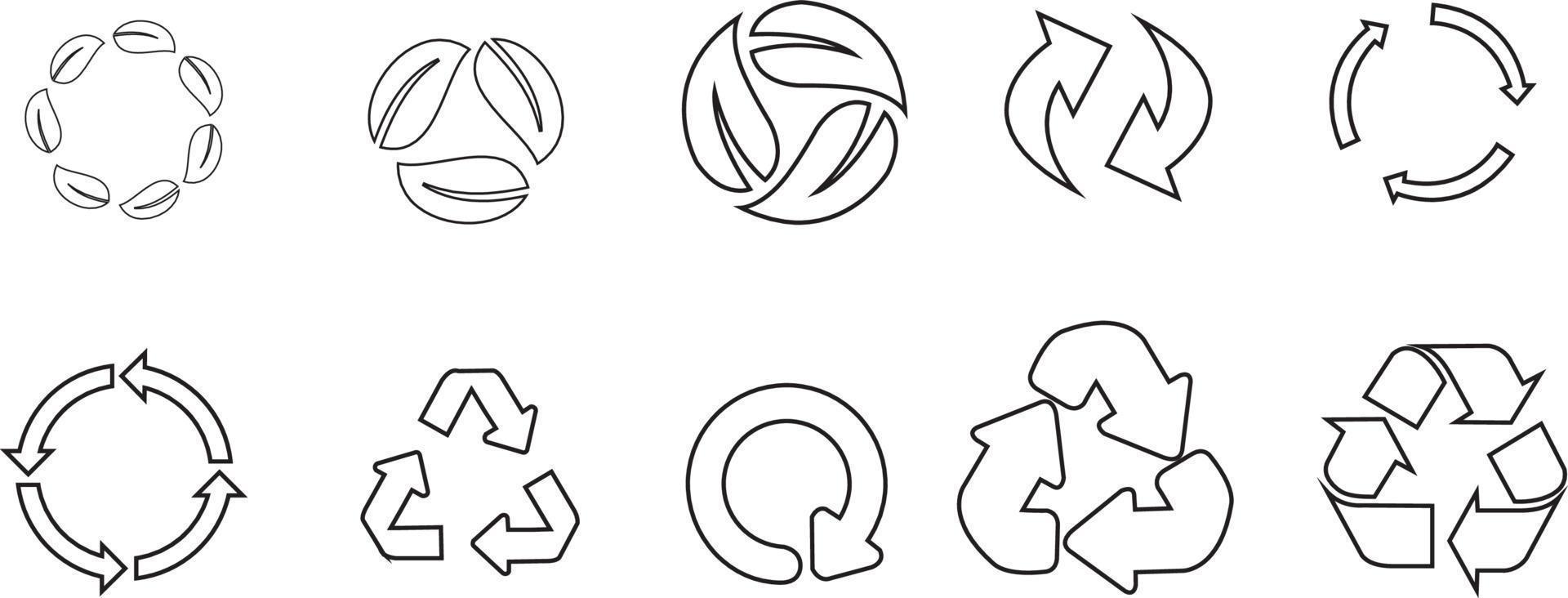 recycle icon set, line version, vector eps10