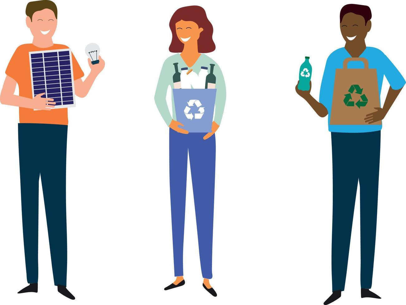People who pick up trash to protect the environment. vector