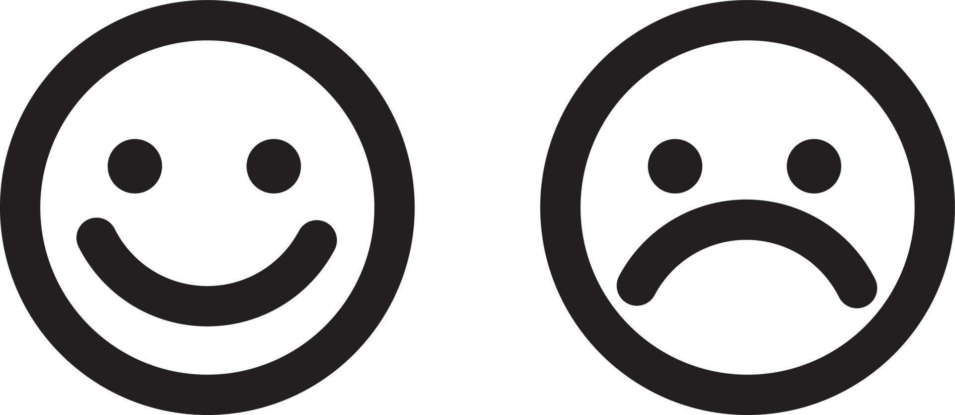 emoji feliz y triste caras sonrientes línea arte vector icono para aplicaciones y sitios web