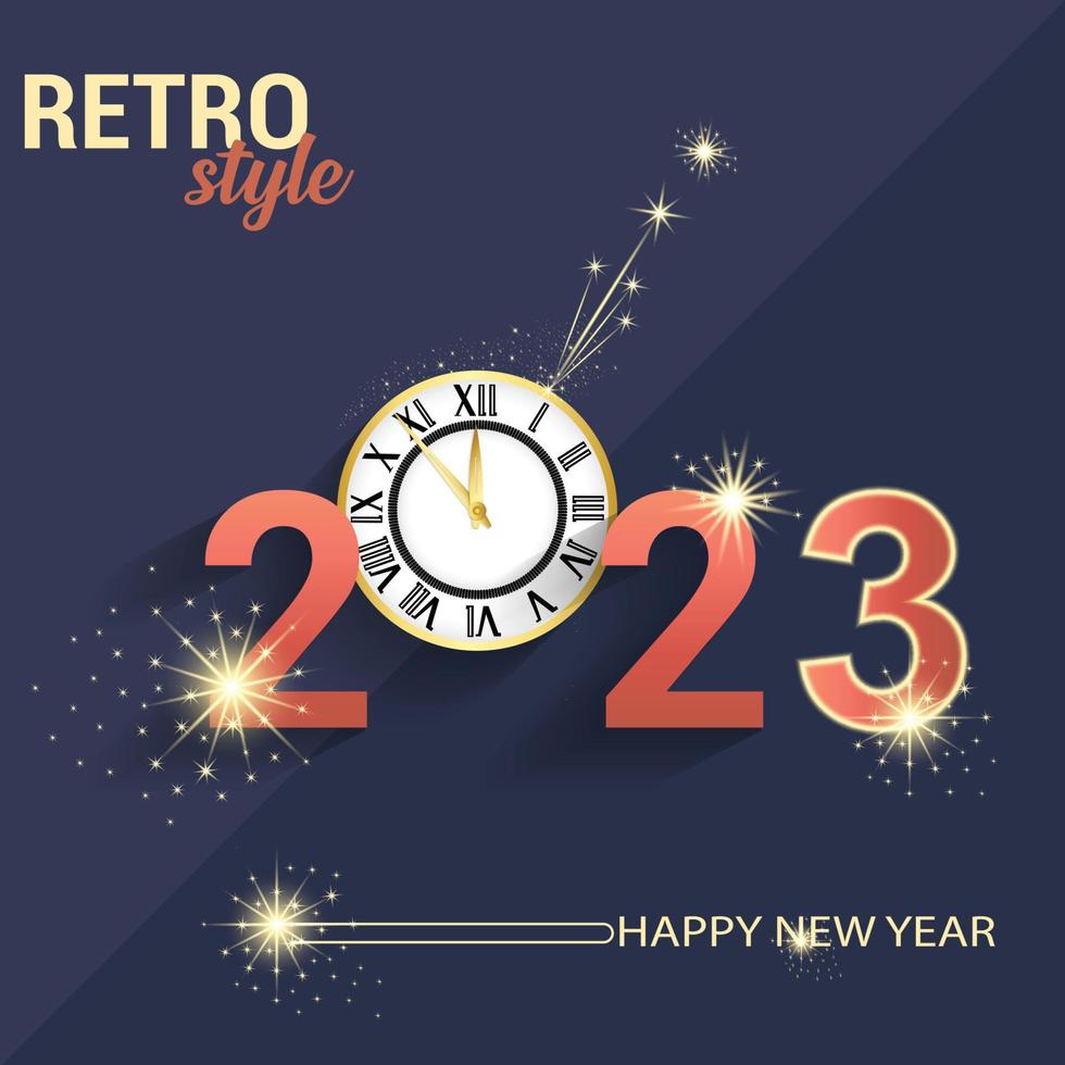 feliz año nuevo con diseño de concepto retro vector