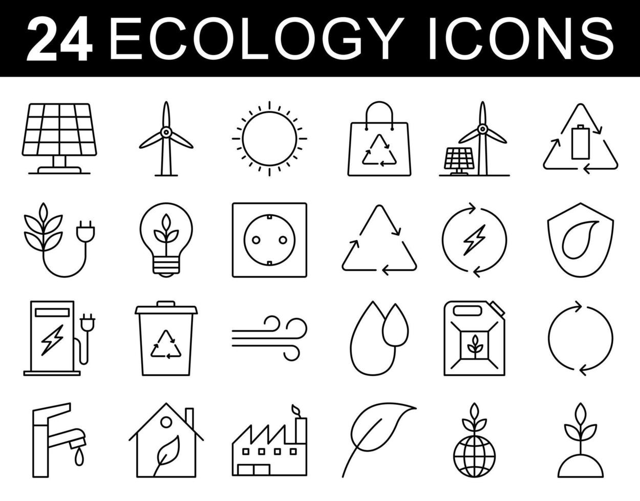 Ecology flat icons set collection. Pictogram for web. Eco minimal thin line web icon set. vector