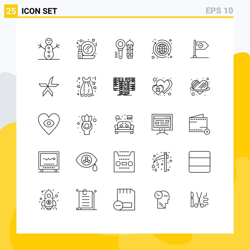 Mobile Interface Line Set of 25 Pictograms of business success compass money economy Editable Vector Design Elements