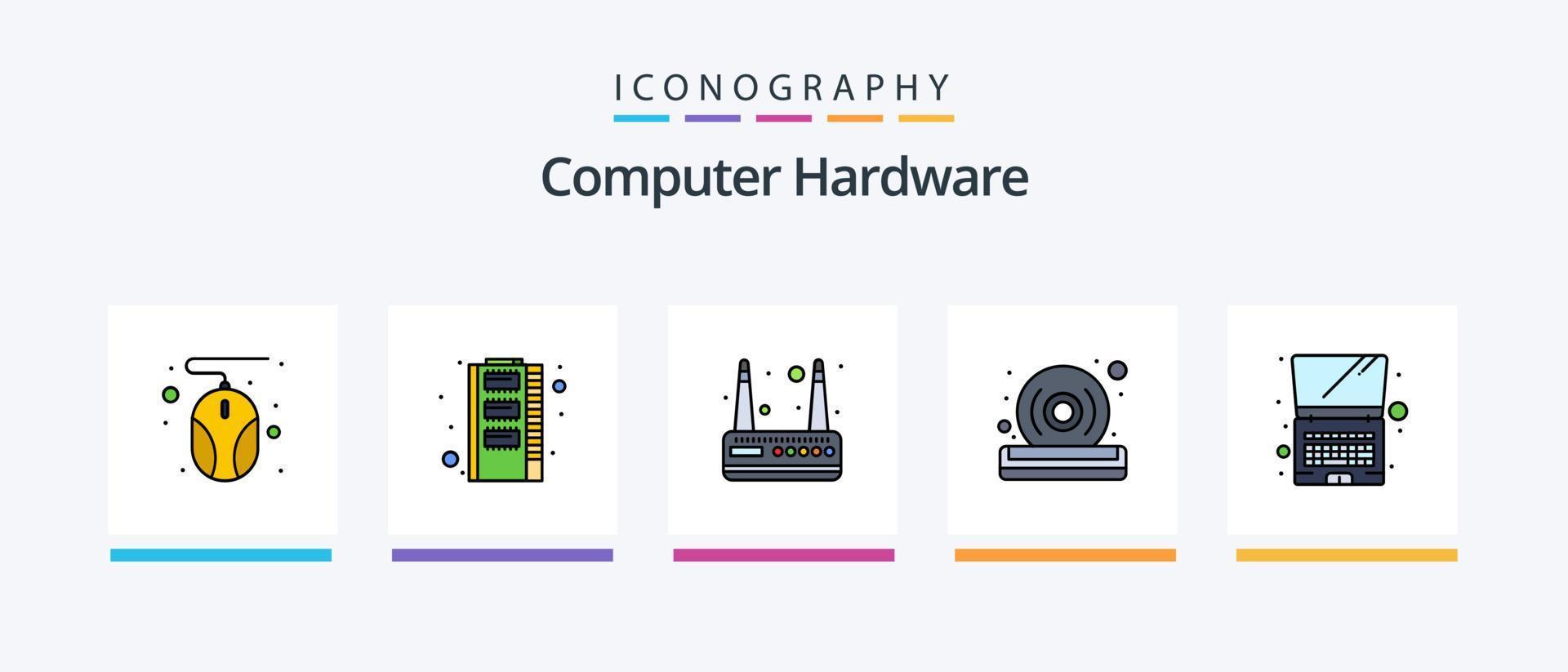 Computer Hardware Line Filled 5 Icon Pack Including . mouse. port. hardware. wifi. Creative Icons Design vector