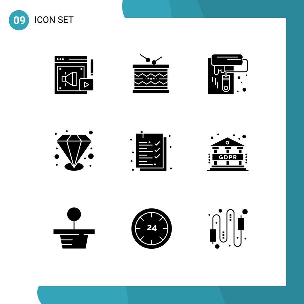 conjunto de 9 iconos modernos de la interfaz de usuario símbolos signos para el valor del portapapeles herramienta de calidad st elementos de diseño vectorial editables vector