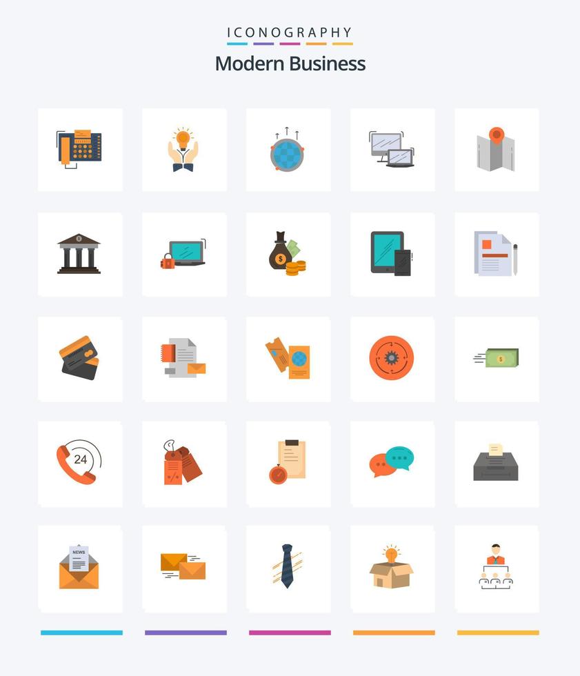 Creative Modern Business 25 Flat icon pack  Such As computer. global. hand. connection. business vector