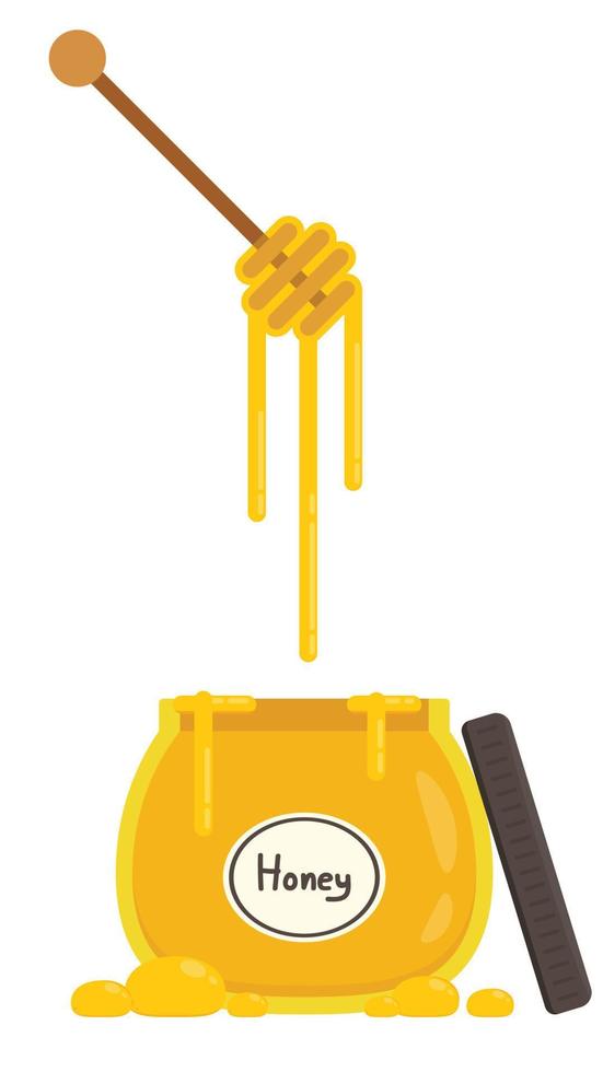 Honey scoop vector. honey jar vector. vector