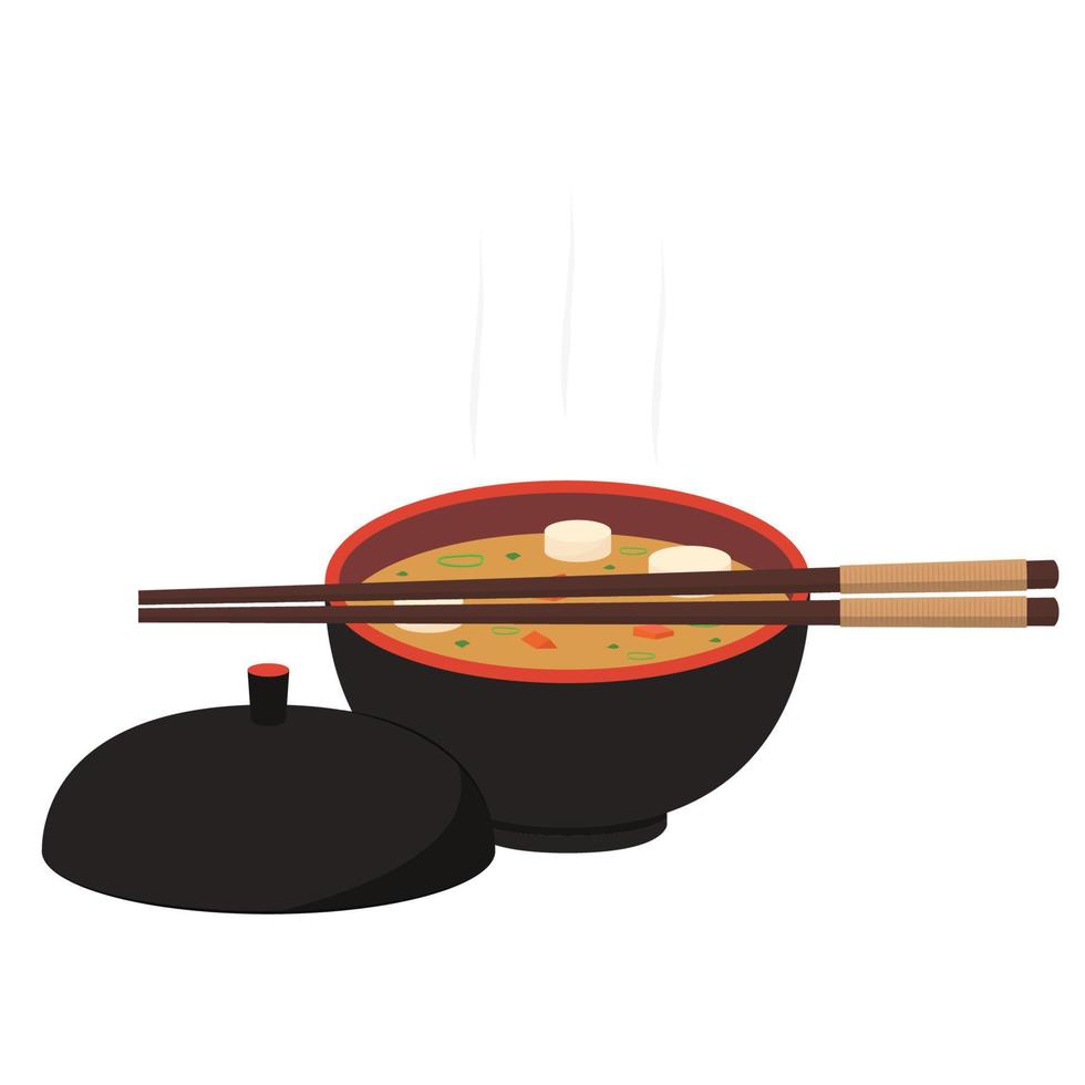 sopa de miso en taza. fondo de pantalla. espacio libre para texto. vector de copa de japón.