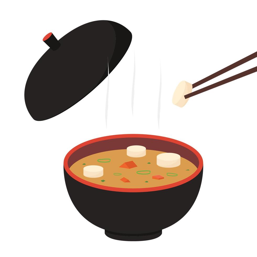 sopa de miso en taza. fondo de pantalla. espacio libre para texto. vector de copa de japón.