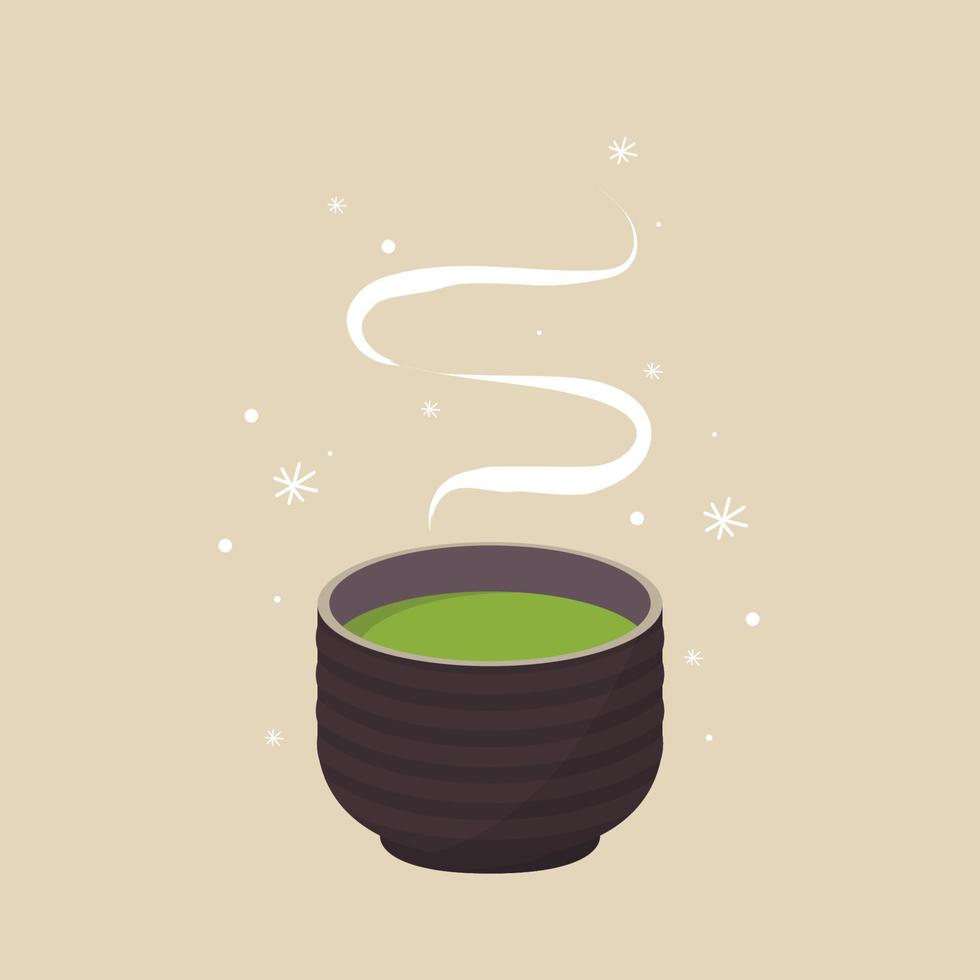 Green tea cup vector. Green tea cup on white background. vector