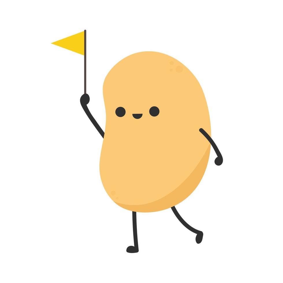 Soybean character design. Soybean on white background. Yellow flag vector. vector