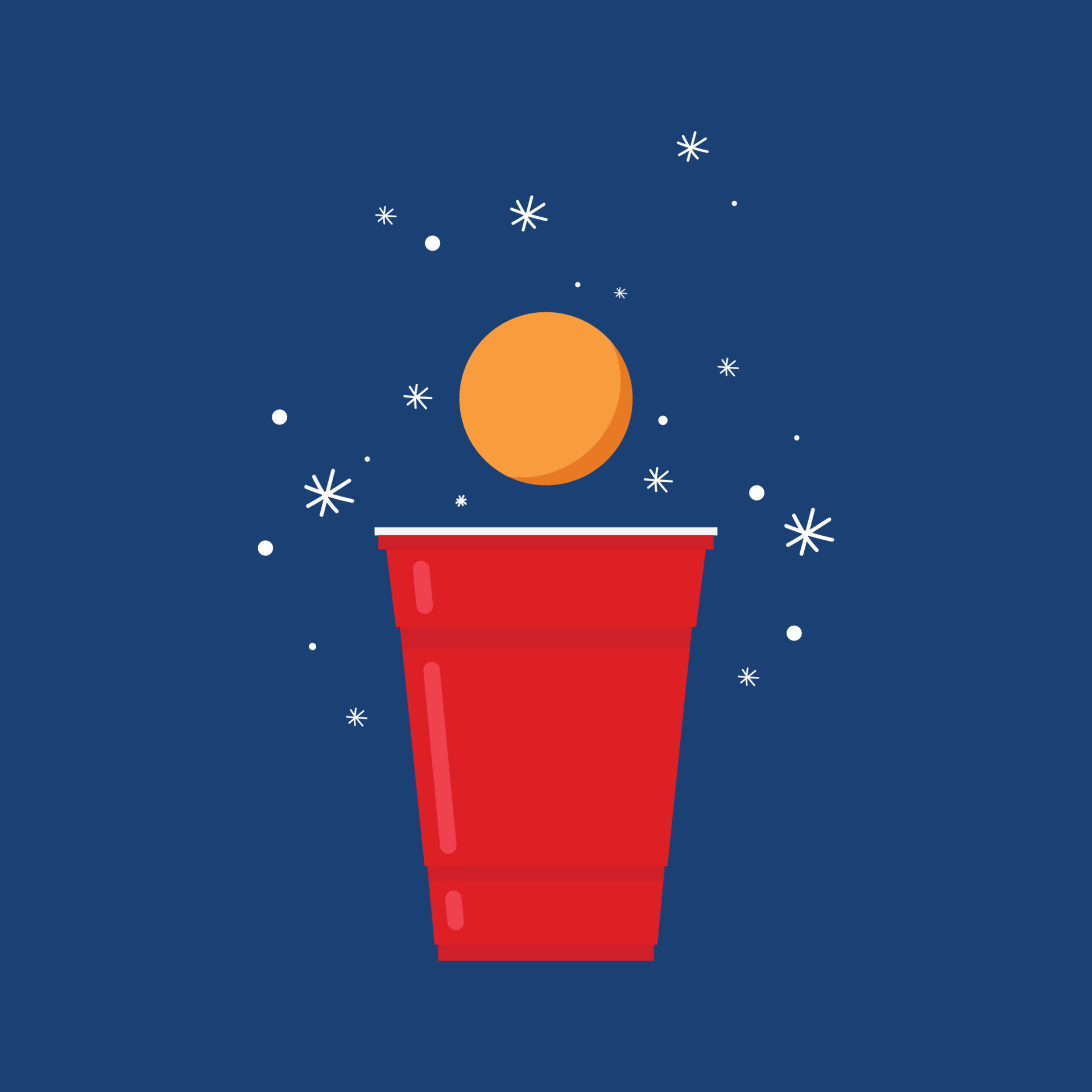 Red plastic cups and ball for game of beer pong Stock Photo by