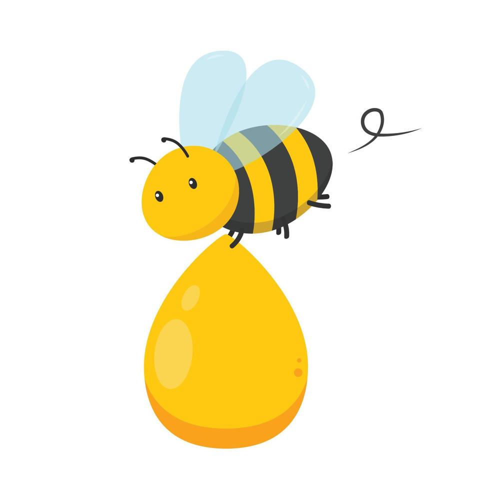 Bee character design. Bee and Honey drop icon. vector