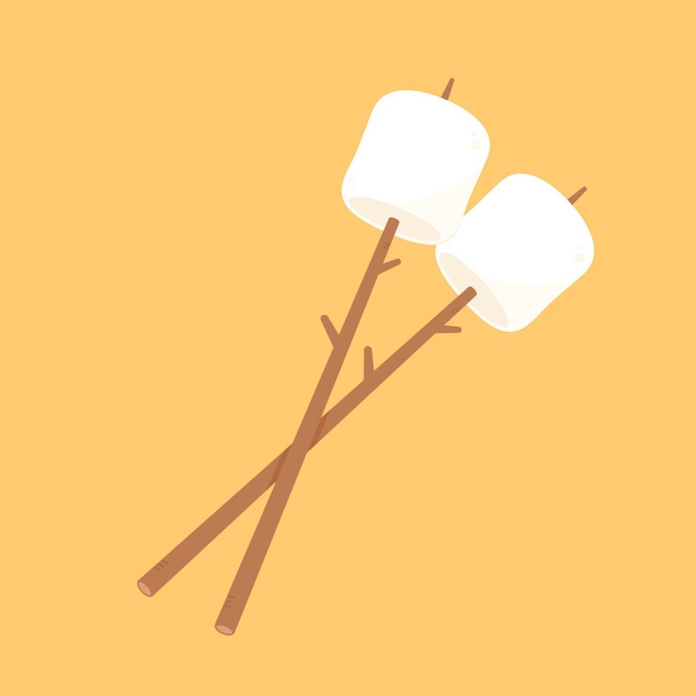 Burned Marshmallows. Marshmallow stick vector. Marshmallow logo design. vector